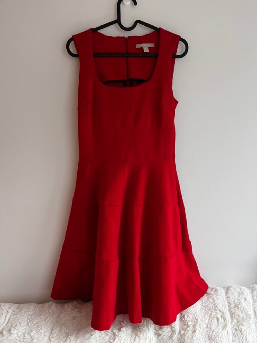banana republic red fit and flare dress